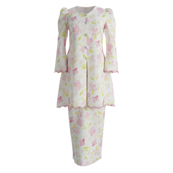 Serena Tunic Kurung Tapered Set - Beige Pink (PREORDER)