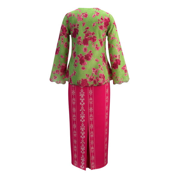 Daleya Tapered Kurung Set - Strawberry Matcha (PREORDER)