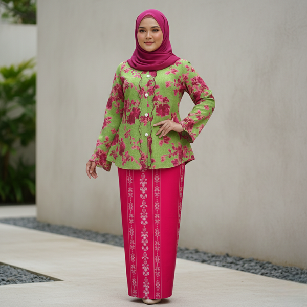 Daleya Tapered Kurung Set - Strawberry Matcha (PREORDER)