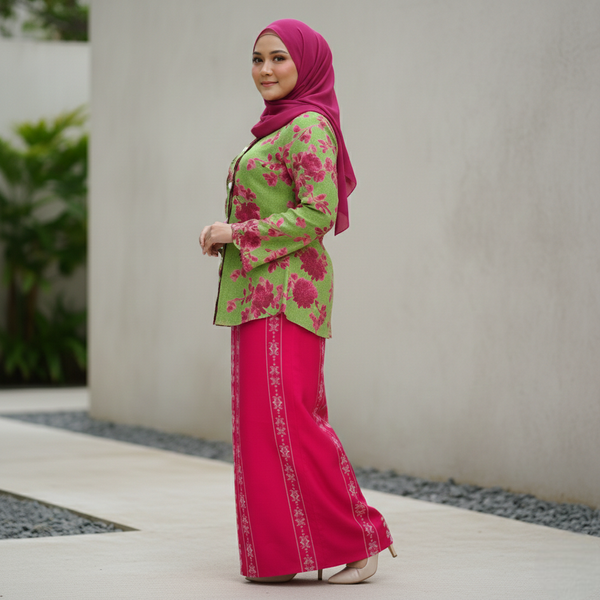 Daleya Tapered Kurung Set - Strawberry Matcha (PREORDER)