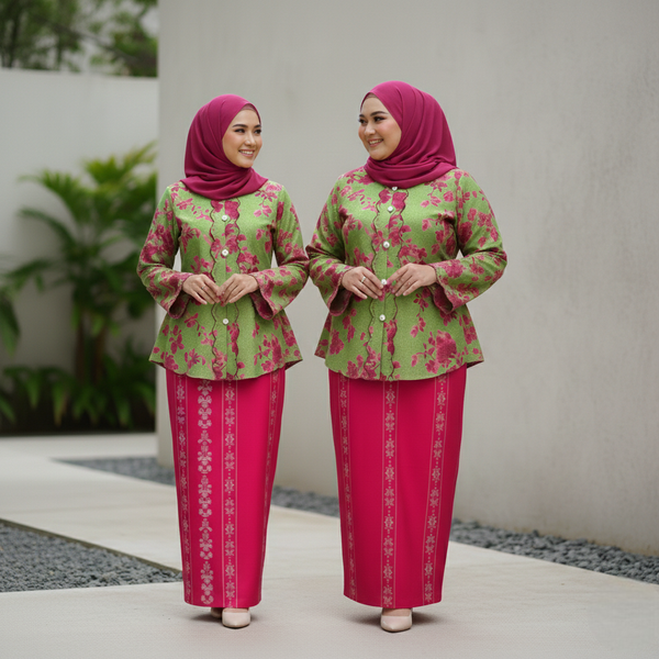 Daleya Tapered Kurung Set - Strawberry Matcha (PREORDER)