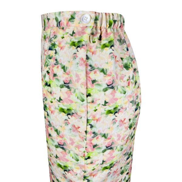 Hafya Tapered Kurung Set - Green Pink Flower