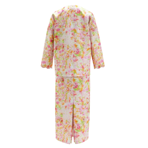 Hafya Tapered Kurung Set - Salmon Pink Flower