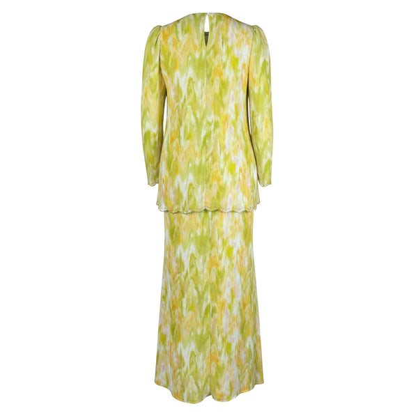 Basira Kurung Mermaid Set - Lime Abstract [PreOrder]