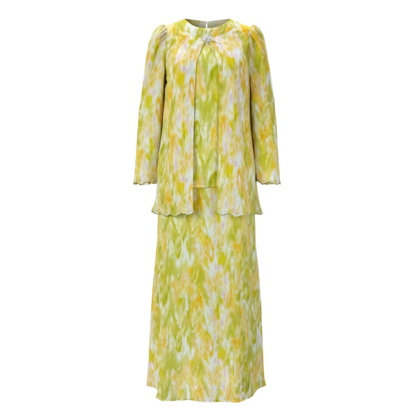 Basira Kurung Mermaid Set - Lime Abstract [PreOrder]