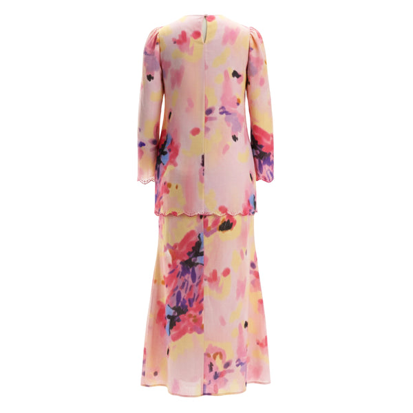 Basira Kurung Mermaid Set - Pink Abstract [PreOrder]