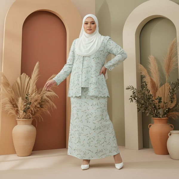 Basira Kurung Mermaid Set - Mint