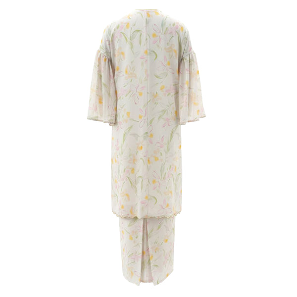 Nikita Kurung Tapered Set - Off White Yellow Floral