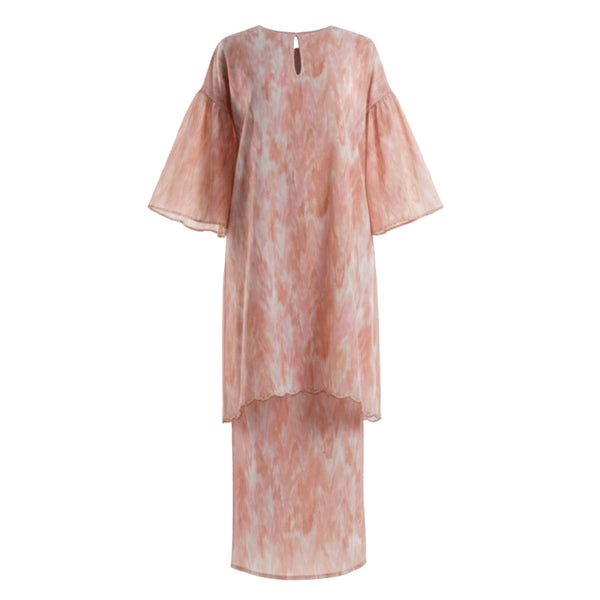 Nikita Kurung Tapered Set - Beige Blush Abstract