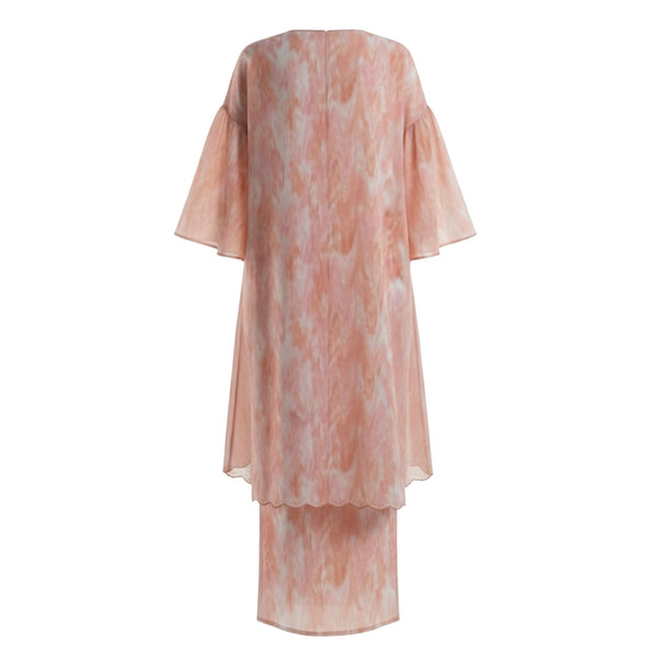 Nikita Kurung Tapered Set - Beige Blush Abstract