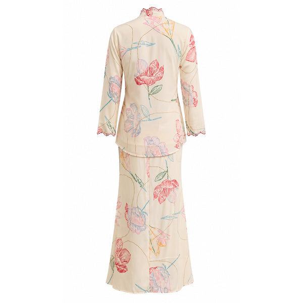 Rawda Kebaya Kurung Set - Beige