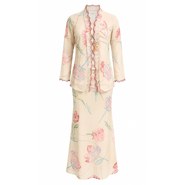 Rawda Kebaya Kurung Set - Beige