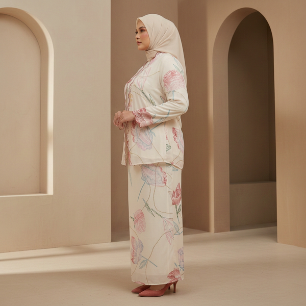 Rawda Kebaya Kurung Set - Beige