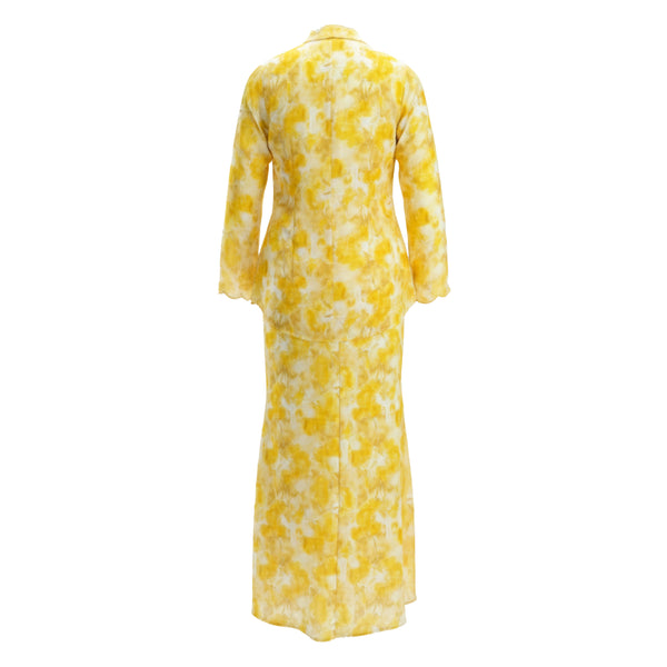 Rawda Kebaya Kurung Set - Yellow Flower