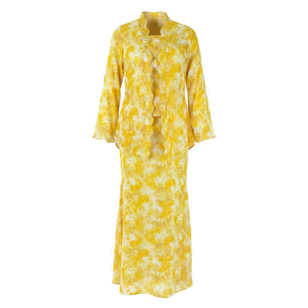 Rawda Kebaya Kurung Set - Yellow Flower