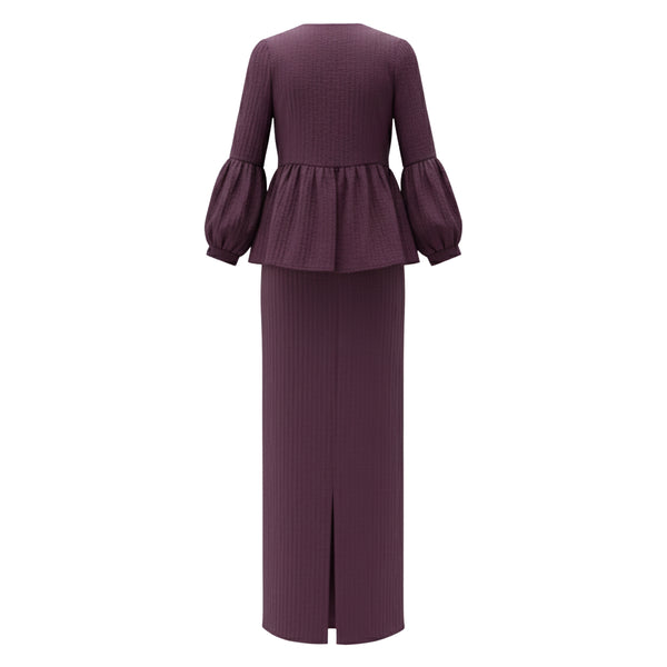 Ekisha KurungTapered Set - Plum