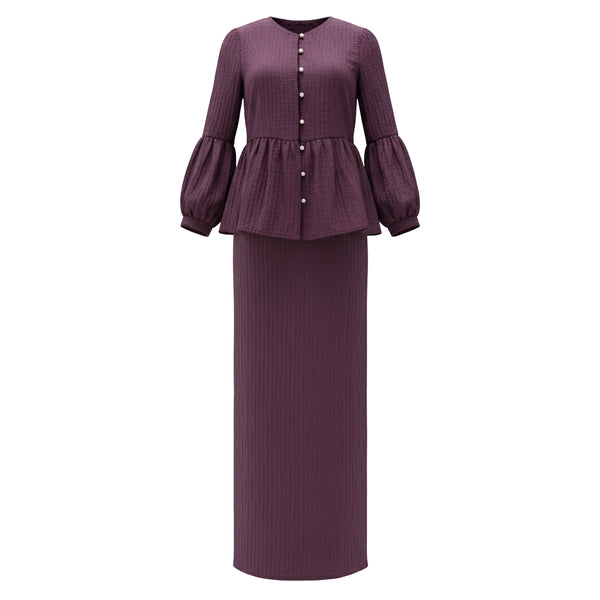 Ekisha KurungTapered Set - Plum