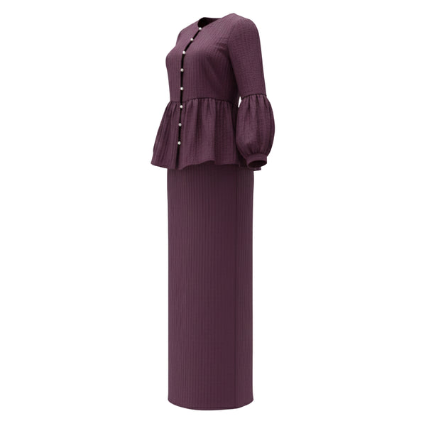 Ekisha KurungTapered Set - Plum
