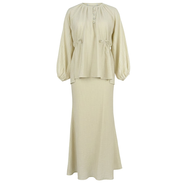 Mishti Kurung Mermaid Set - Soft Yellow