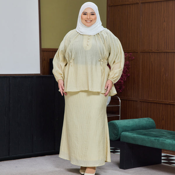 Mishti Kurung Mermaid Set - Soft Yellow