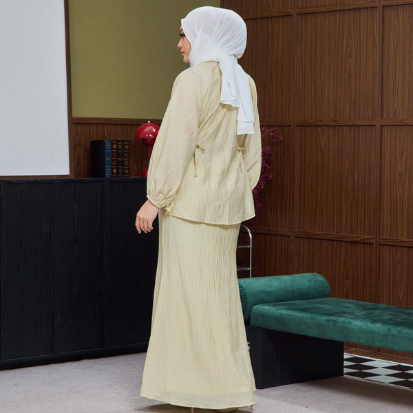 Mishti Kurung Mermaid Set - Soft Yellow