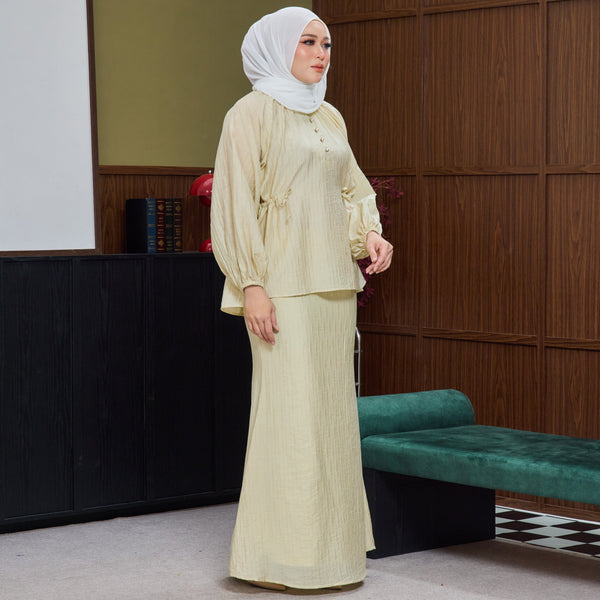 Mishti Kurung Mermaid Set - Soft Yellow