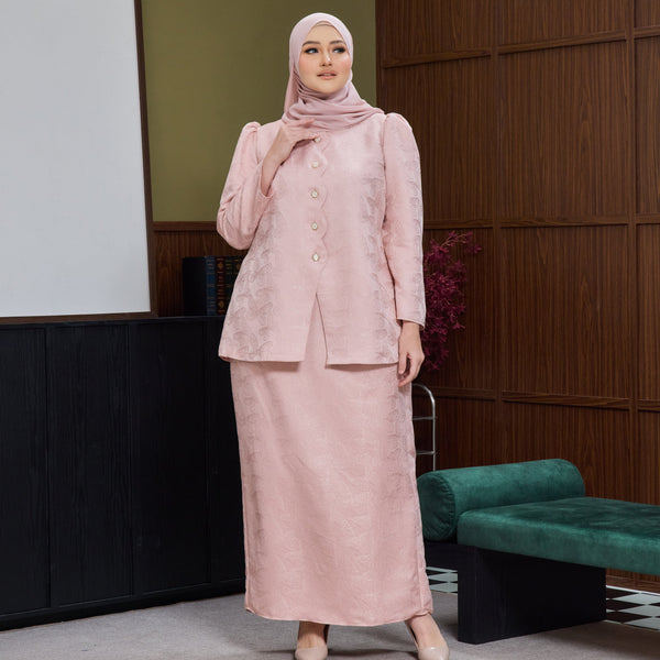 Roshen Tapered Kurung Set - Rose Pink