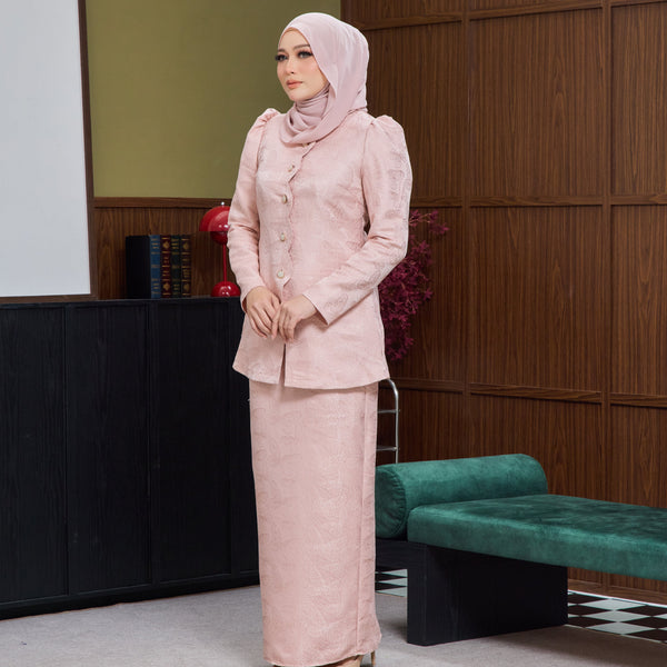 Roshen Tapered Kurung Set - Rose Pink