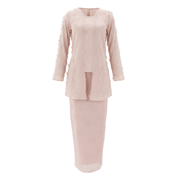 Rawnie Kebaya Kurung Set - Warm Pink