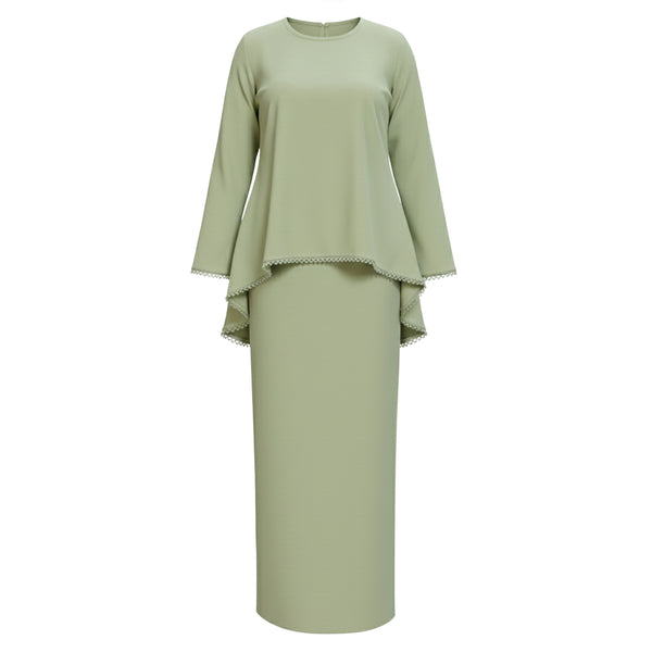 Mahika Kurung Tapered Set - Matcha