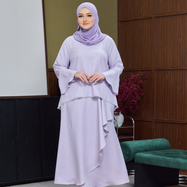 Shaela Kurung Tapered Set - Lilac