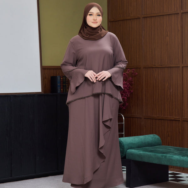 Shaela Kurung Tapered Set - Mocha