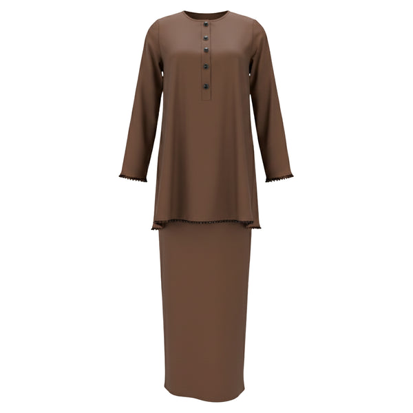Jasleen Kurung Tapered Set - Coffee