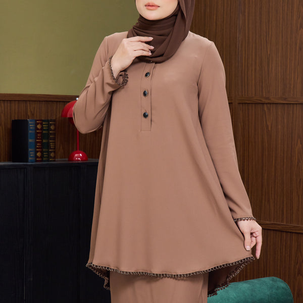 Jasleen Kurung Tapered Set - Coffee