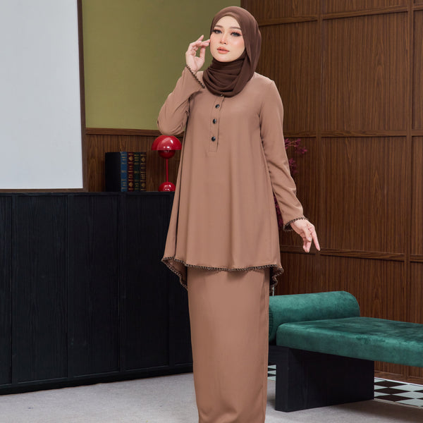 Jasleen Kurung Tapered Set - Coffee