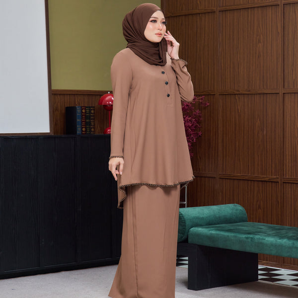 Jasleen Kurung Tapered Set - Coffee