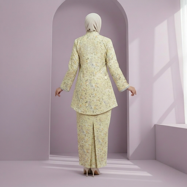Elina Tapered Kurung Set - Yellow