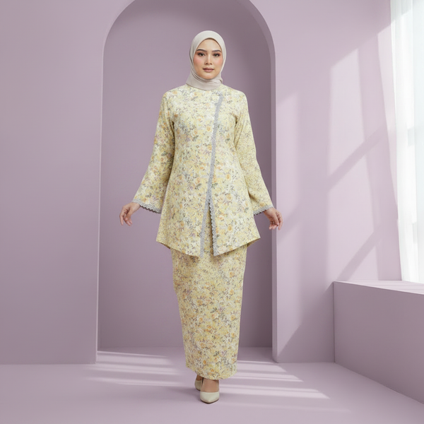 Elina Tapered Kurung Set - Yellow