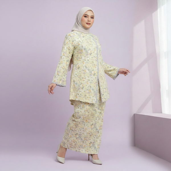Elina Tapered Kurung Set - Yellow
