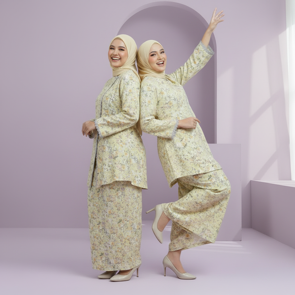 Elina Tapered Kurung Set - Yellow