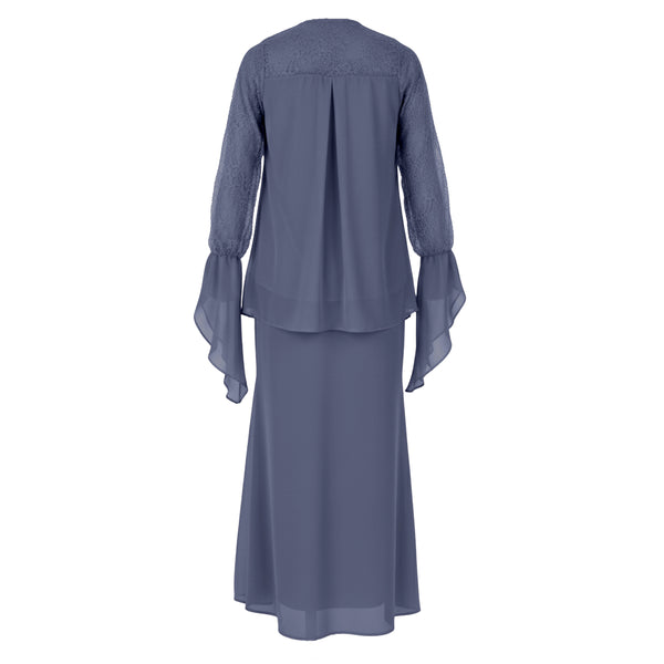 Deenara Mermaid Kurung Set - Indigo Blue