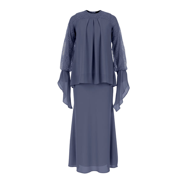 Deenara Mermaid Kurung Set - Indigo Blue