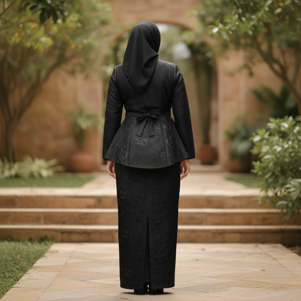 Juwita Tapered Kurung Set - Black