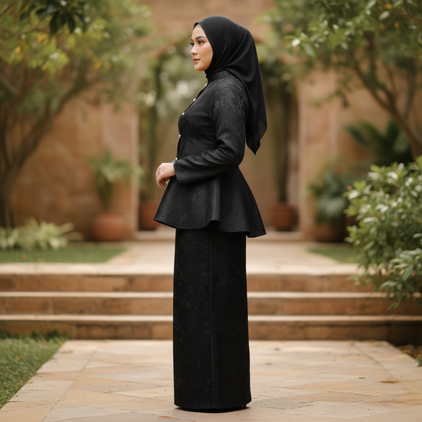 Juwita Tapered Kurung Set - Black