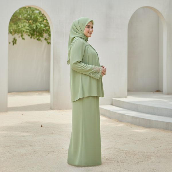 Angie Mermaid Kurung Set - Sage Green