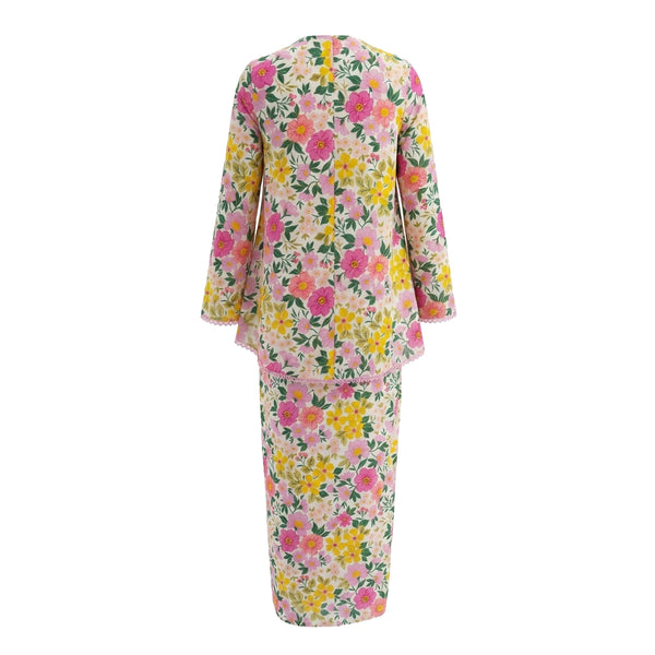 Lunia Kurung Set - Yellow Pink Flower