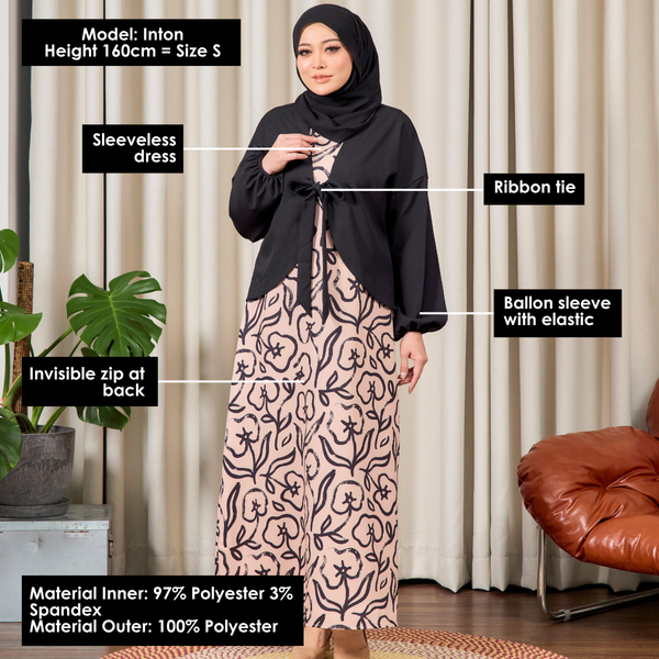 Scarlet Maxi Dress with Cardigan - Beige