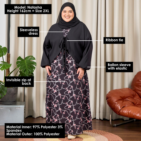 Scarlet Maxi Dress with Cardigan - Black