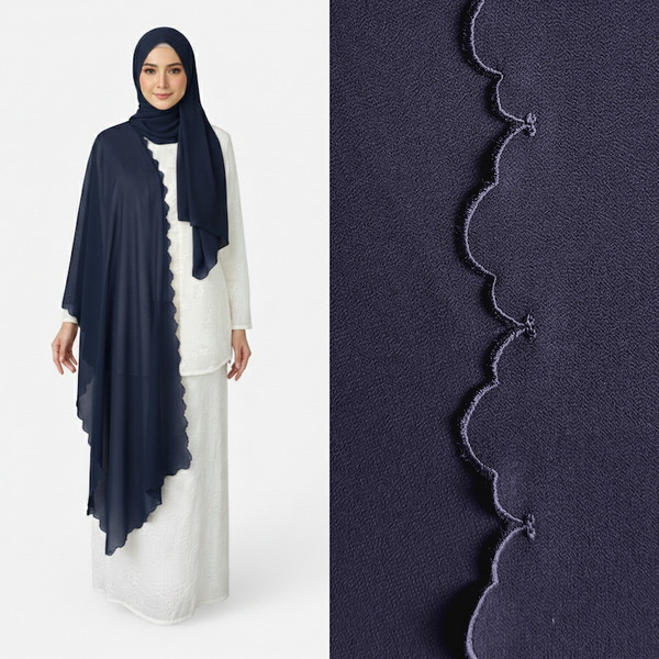 Jasleen Kurung Tapered Set - Navy Blue
