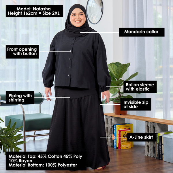 Sophie Blouse & Skirt - Black